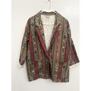 Vintage 80s Southwest Tapestry Blazer Jacket Sunbelt Made in USA Western Large